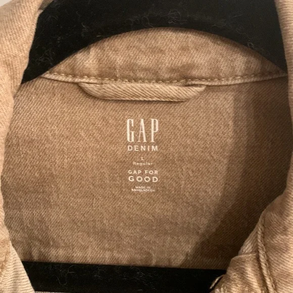 Gap girls 10/11 large tan khaki denim jean jacket - Picture 2 of 4